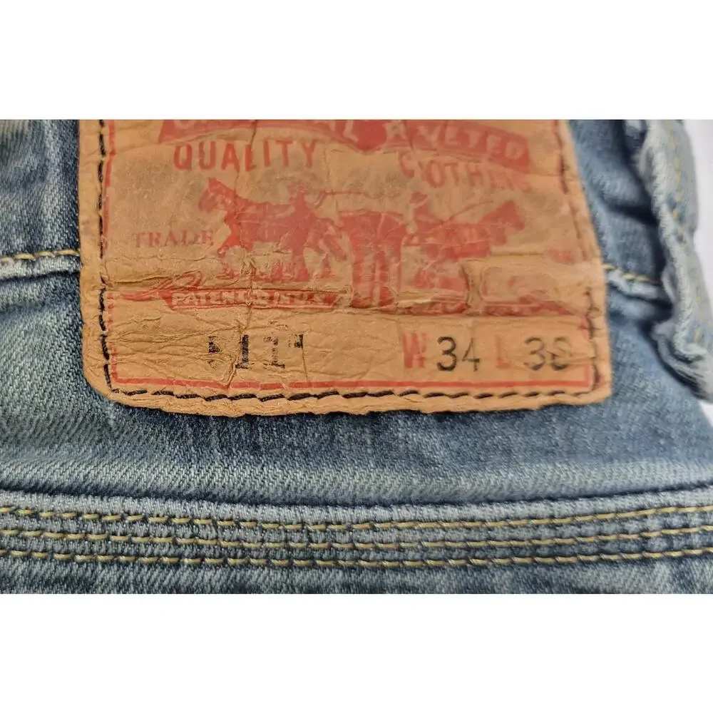 L26) Levi's 511 Men Zip Pocket Blue Denim Wash Jeans 34 x 30